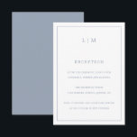 Eenvoudig Stusty Blue Monogram Elegant Wedding Informatiekaartje<br><div class="desc">Eenvoudige Wedding Enclosure-kaart met een modern maar elegant ontwerp met twee Letter-monogram bovenaan en uw ontvangstinformatie omgeven door een dunne rand. Alle ontwerpelementen zijn in stoffig blauw en kunnen in het het ontwerpuitgeven hulpmiddel worden veranderd. Een stijlvol en stijlvol ontwerp dat ideaal is voor een minimalistisch koppel. Deze behuizingskaarten zijn...</div>