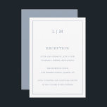 Eenvoudig Stusty Blue Monogram Elegant Wedding Informatiekaartje<br><div class="desc">Eenvoudige Wedding Enclosure-kaart met een modern maar elegant ontwerp met twee Letter-monogram bovenaan en uw ontvangstinformatie omgeven door een dunne rand. Alle ontwerpelementen zijn in stoffig blauw en kunnen in het het ontwerpuitgeven hulpmiddel worden veranderd. Een stijlvol en stijlvol ontwerp dat ideaal is voor een minimalistisch koppel. Deze behuizingskaarten zijn...</div>