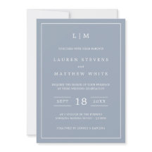 Eenvoudig Stusty Blue Monogram Elegant Wedding