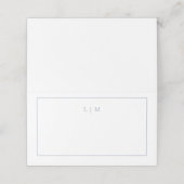 Eenvoudig Stusty Blue Monogram Elegant Wedding Plaatskaartje (Buitenkant ongevouwen)