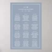 Eenvoudig Stusty Blue Monogram Elegant Wedding Poster (Voorkant)