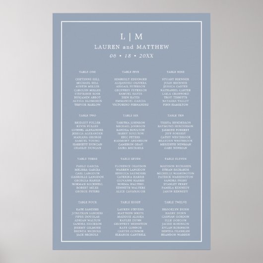 Eenvoudig Stusty Blue Monogram Elegant Wedding Poster (Voorkant)