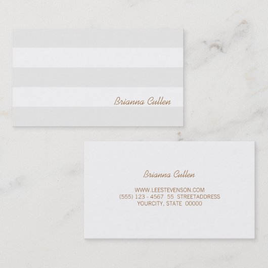 Eenvoudig subtiel neutraal gestreept elegant wit visitekaartje (Voorkant / Achterkant)