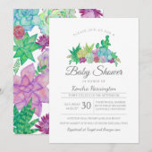 Eenvoudig succes en Cacti Modern Baby shower Kaart (Voorkant / Achterkant)