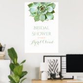 Eenvoudig Succulent Trouw- of Bruidsfeest Bord Poster (Thuiskantoor)