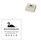 Eenvoudig Swan Silhouette Familienaam Return Addre Rubberstempel (Gestempeld)