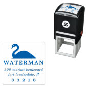 Eenvoudig Swan Silhouette Familienaam Return Addre Zelfinktende Stempel (In situ)