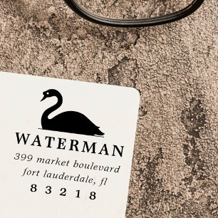 Eenvoudig Swan Silhouette Familienaam Return Addre Zelfinktende Stempel