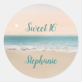 Eenvoudig Sweet 16 Beach Theme Party Ronde Sticker