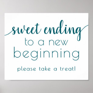 Eenvoudig Sweet Ending Nieuw Begin Blauwgroen Aq Poster
