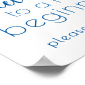 Eenvoudig Sweet Ending Nieuw Begin | Frans blauw Poster (Hoek)