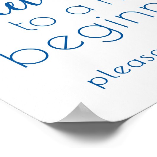 Eenvoudig Sweet Ending Nieuw Begin | Frans blauw Poster (Hoek)