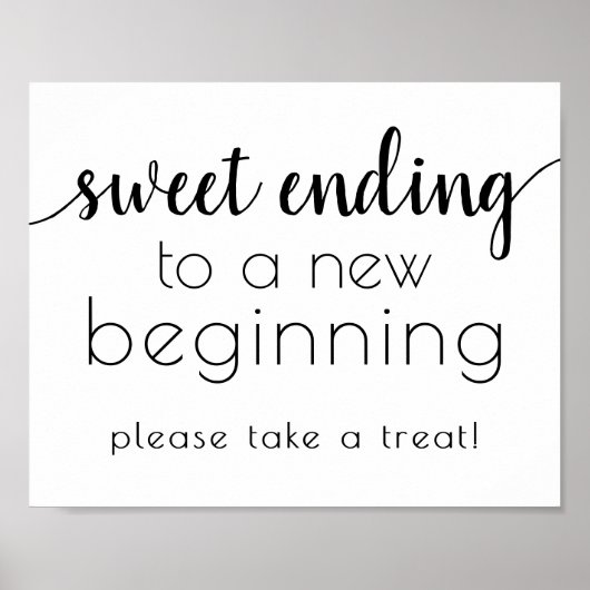 Eenvoudig Sweet Ending Nieuw Begin | Zwart script Poster (Voorkant)