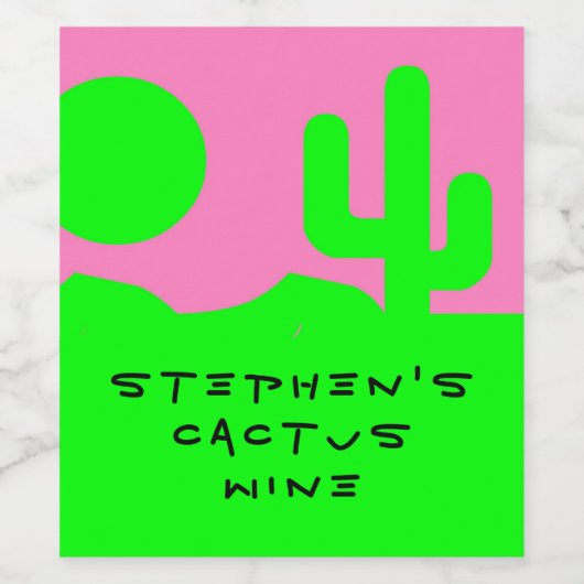 Eenvoudig sweet, gepersonaliseerde homemade Cactus Wijn Etiket (Enkel label)