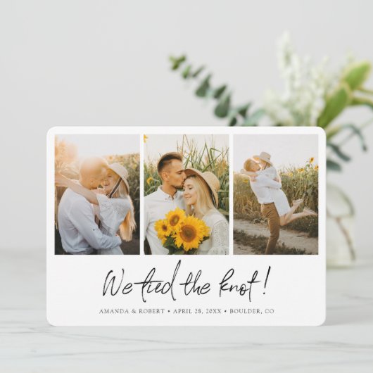 Eenvoudig Sweet Multi Photo Collage Elopement Wedd Aankondiging (Staand voorkant)