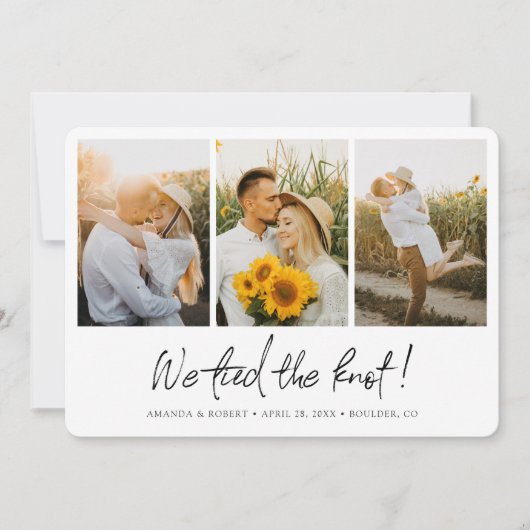 Eenvoudig Sweet Multi Photo Collage Elopement Wedd Aankondiging (Voorkant)