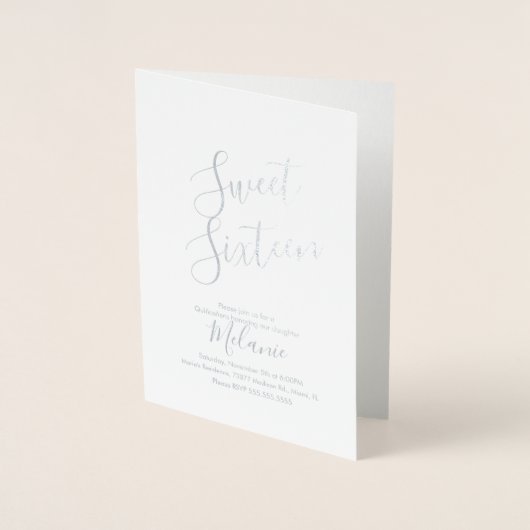 Eenvoudig Sweet Sixteen-script Folie Kaarten (Voorkant)