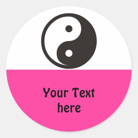 Eenvoudig Symbolen - Yin & Yang + jouw tekst en id Ronde Sticker (Voorkant)