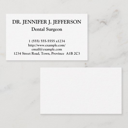 Eenvoudig tandheelkundig Visitekaartje (Voorkant / Achterkant)