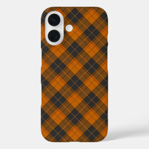 Eenvoudig tartan-diagonaal in donker oranje iPhone 16 hoesje
