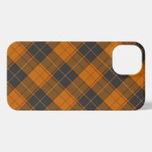 Eenvoudig tartan-diagonaal in donker oranje iPhone hoesje (Achterkant horizontaal)