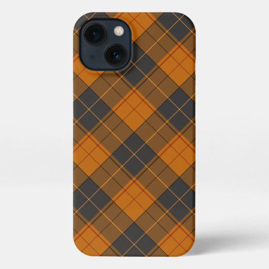 Eenvoudig tartan-diagonaal in donker oranje iPhone hoesje (Achterkant)