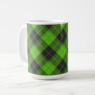 Eenvoudig tartan diagonaal patroon in donkergroen koffiemok
