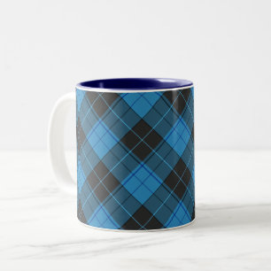 Eenvoudig tartan-patroon in donkerblauw tweekleurige koffiemok