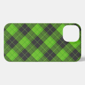 Eenvoudig tartan-patroon in donkergroene diagonaal iPhone hoesje (Achterkant horizontaal)