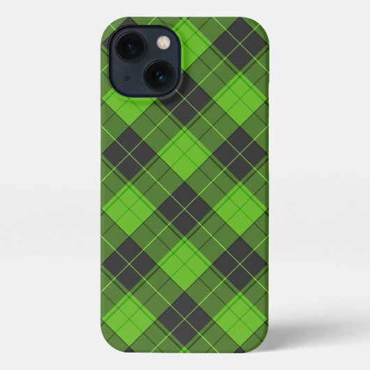 Eenvoudig tartan-patroon in donkergroene diagonaal iPhone hoesje (Achterkant)