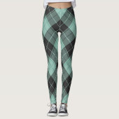 Eenvoudig tartan-patroon in turkooise leggings (Voorkant)