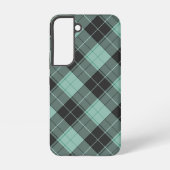Eenvoudig tartan-patroon in turquoise samsung-melk samsung galaxy hoesje (Achterkant)