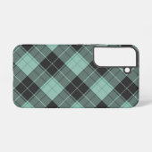 Eenvoudig tartan-patroon in turquoise samsung-melk samsung galaxy hoesje (Achterkant horizontaal)