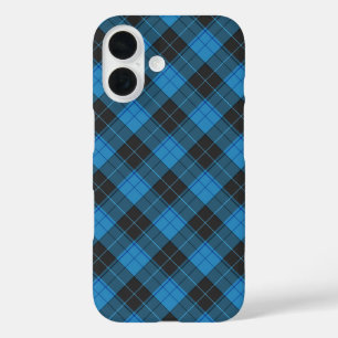 Eenvoudig tartanpatroon in donkerblauw iPhone 16 hoesje