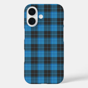 Eenvoudig tartanpatroon in donkerblauw iPhone 16 hoesje