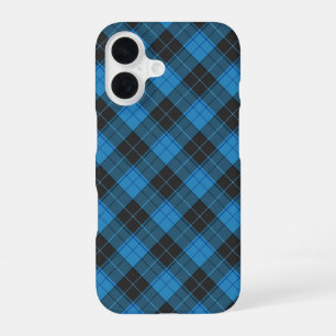 Eenvoudig tartanpatroon in donkerblauw iPhone 16 hoesje