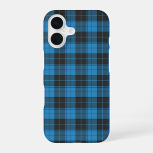 Eenvoudig tartanpatroon in donkerblauw iPhone 16 hoesje