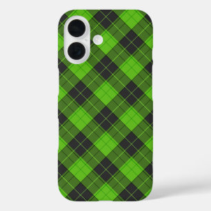 Eenvoudig tartanpatroon in donkergroene diagonaal iPhone 16 hoesje