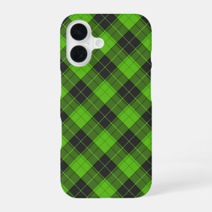 Eenvoudig tartanpatroon in donkergroene diagonaal iPhone 16 hoesje