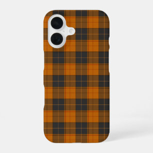 Eenvoudig tartanpatroon in donkeroranje iPhone 16 hoesje