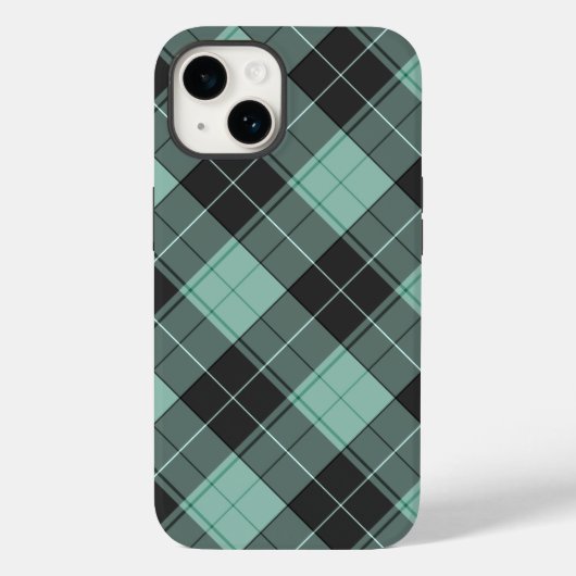 Eenvoudig tartanpatroon in turquoise Case-Mate iPh iPhone Case (Achterkant)