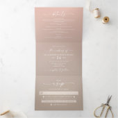 Eenvoudig Taupe Beige en Blush Pink Ombre Wedding Drieluik Uitnodiging (Binnen)