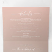 Eenvoudig Taupe Beige en Blush Pink Ombre Wedding Drieluik Uitnodiging (Binnenzijde eerst)