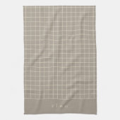 Eenvoudig Taupe Brown Grid Lines Patroon op maat Theedoek (Verticaal)