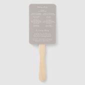 Eenvoudig Taupe Elegant Huwelijksprogramma Handwaaier (Achterkant)