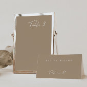 Eenvoudig Taupe Modern Trouwtafelnummer Kaart