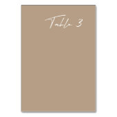 Eenvoudig Taupe Modern Trouwtafelnummer Kaart (Voorkant)