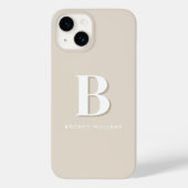 Eenvoudig Taupe Neutral Letter Initiaal Monogram Case-Mate iPhone Case (Achterkant)