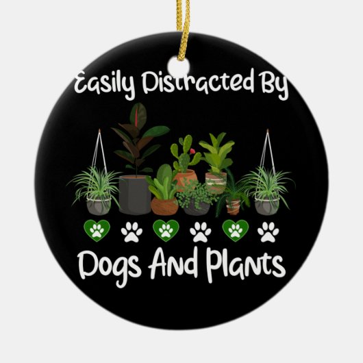 Eenvoudig te begrijpen door honden en Planten Keramisch Ornament (Voorkant)