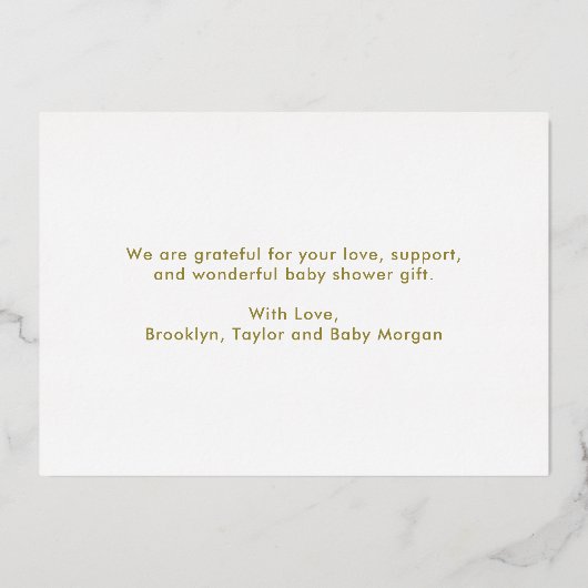 Eenvoudig te bevestigen Dank je nieuwe Babydouche  Folie Uitnodiging (Achterkant)